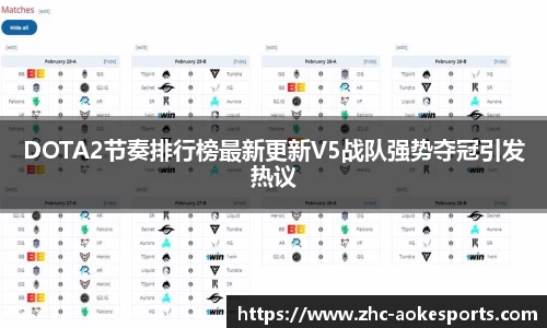 DOTA2节奏排行榜最新更新V5战队强势夺冠引发热议